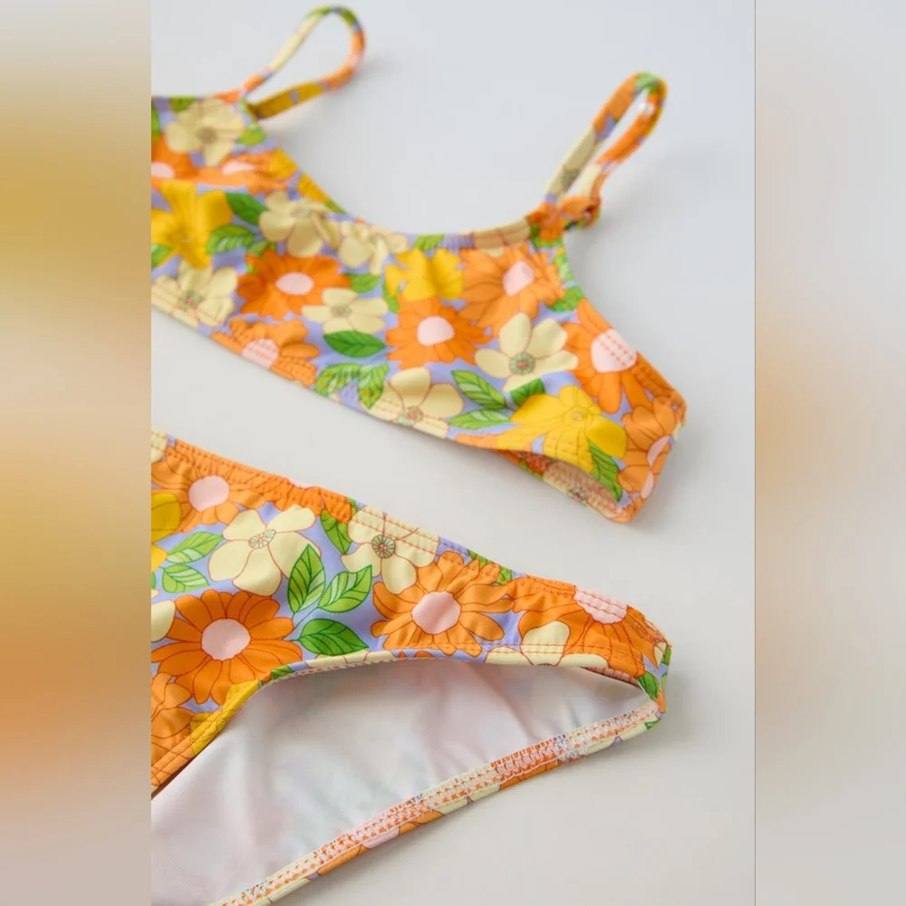 ZARA KIDS FLORAL BIKINI BOTTOM AND TOP 2 PIECES SET